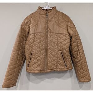 Pella Moda 100% Leather Quilted Bomber Jacket Size Large
